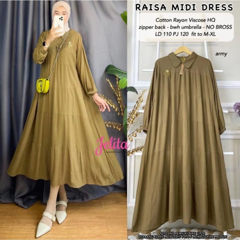 Raisa midi dress premium crinkle mayung