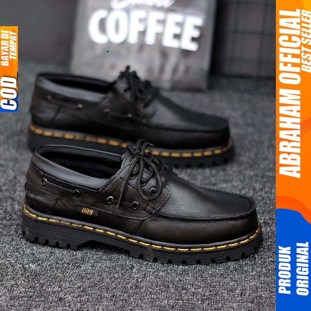 Sepatu Docmart Kulit Asli Pantofel Kerja Formal Hitam Pria Abraham Zapato