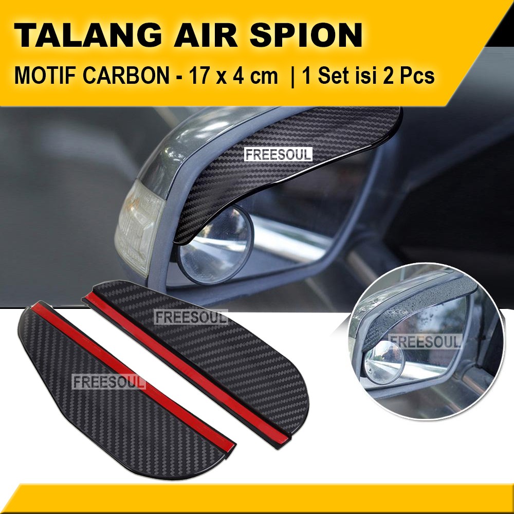 Talang Air Spion Mobil Motif Transparant dan Carbon Sporty - Topi Penahan dan Pelindung Air Spion