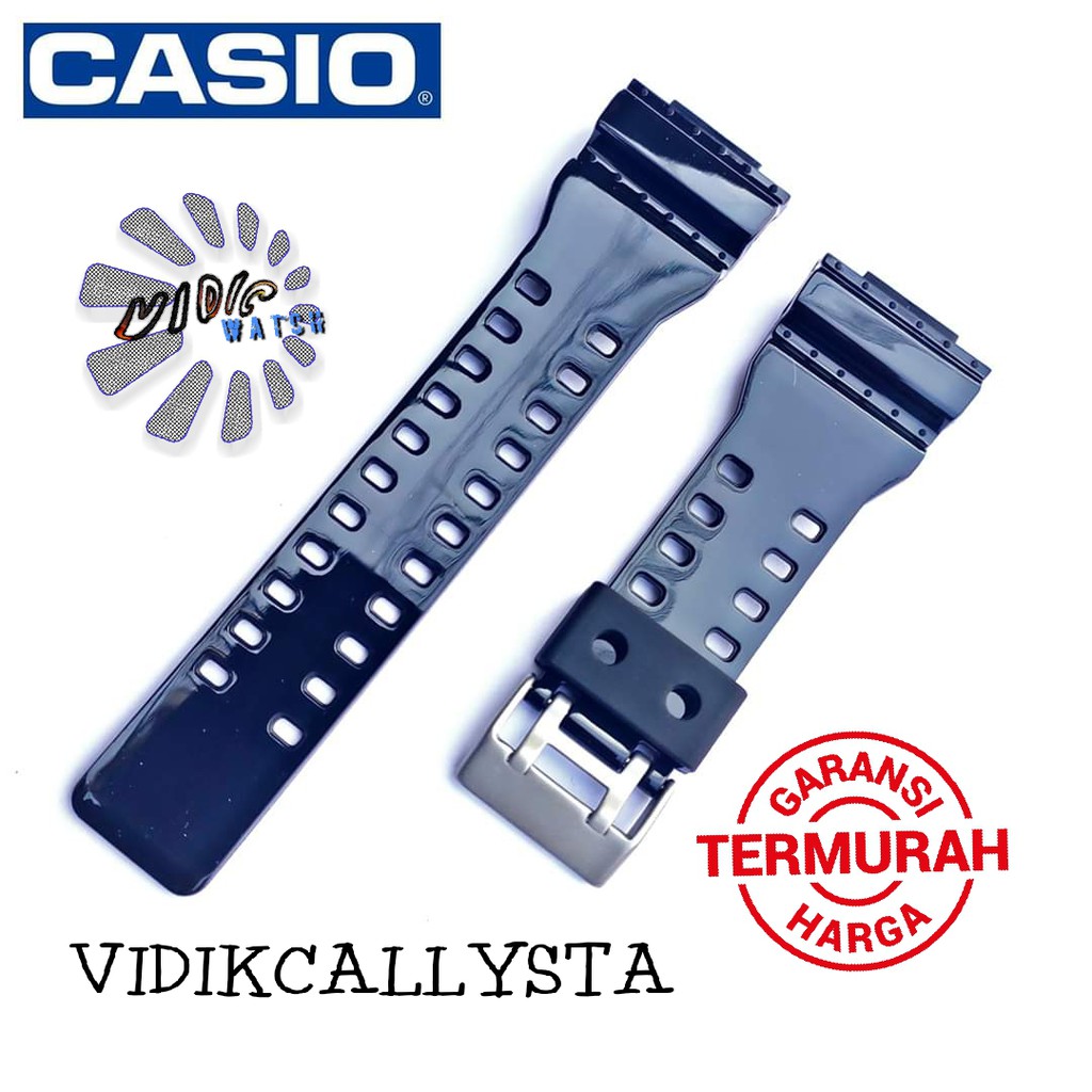 Strap Tali Casio G-shock Ga 100 110 120 150 200 201 300 700 G GR GW 8900 HITAM GLOSSY  ORIGINAL OEM