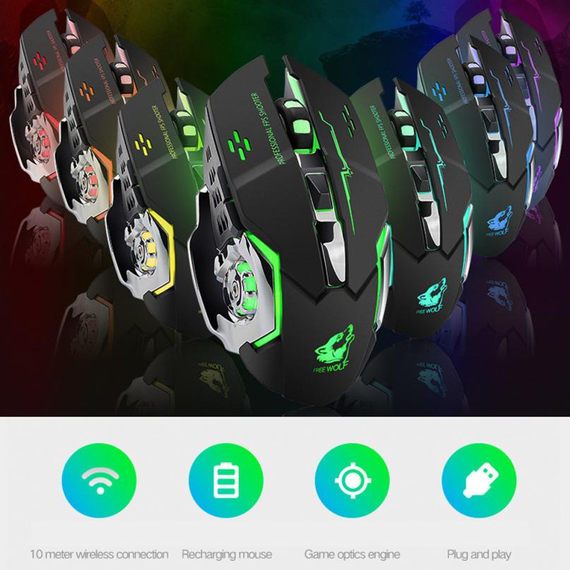 Wireless Gaming Mouse LED Light 1800 DPI