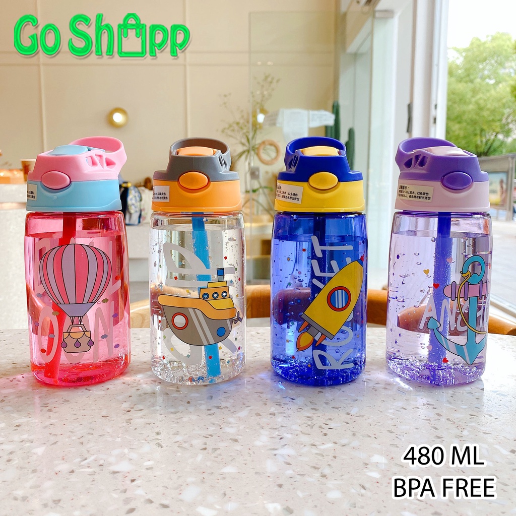 Botol Minum Anak Sedotan BPA FREE - Botol Minum Sekolah Motif Karakter Lucu Viral Import Terbaru - Botol Minum Anti Tumpah Kekinian [BT03]