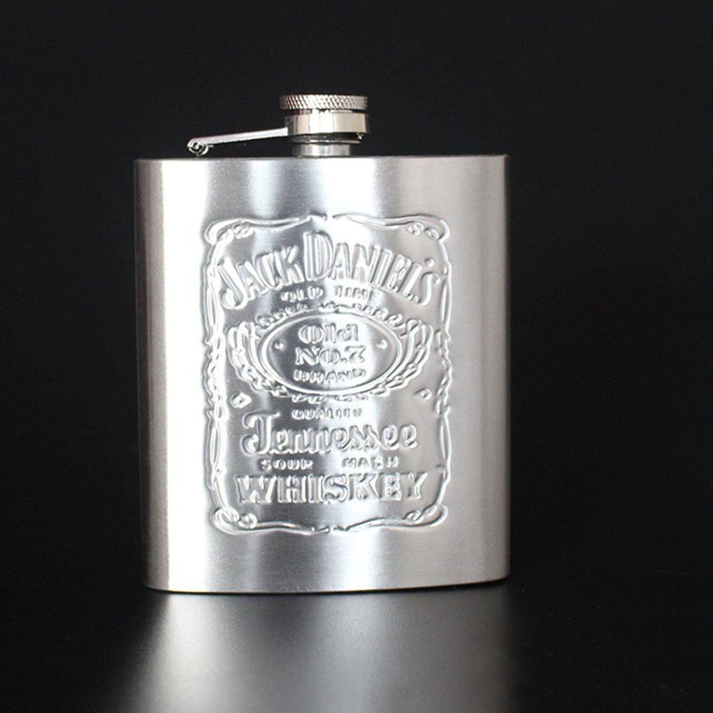 (house2020) Botol Minum Hip Flask Portable Motif Print Bahan Stainless Steel Untuk Pria / Travel