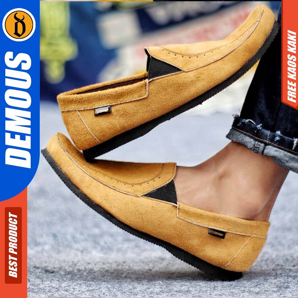 DEMOUS JESTER Sepatu Slip On Casual Kulit Suede