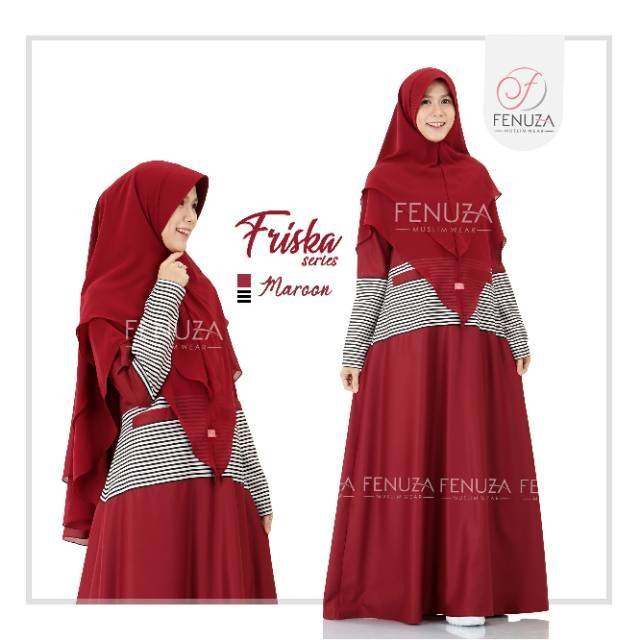 Friska Dress by Fenuza - Gamis Toyobo Kaos Combed 30s - Gamis Stripe - Gamis Casual branded premium