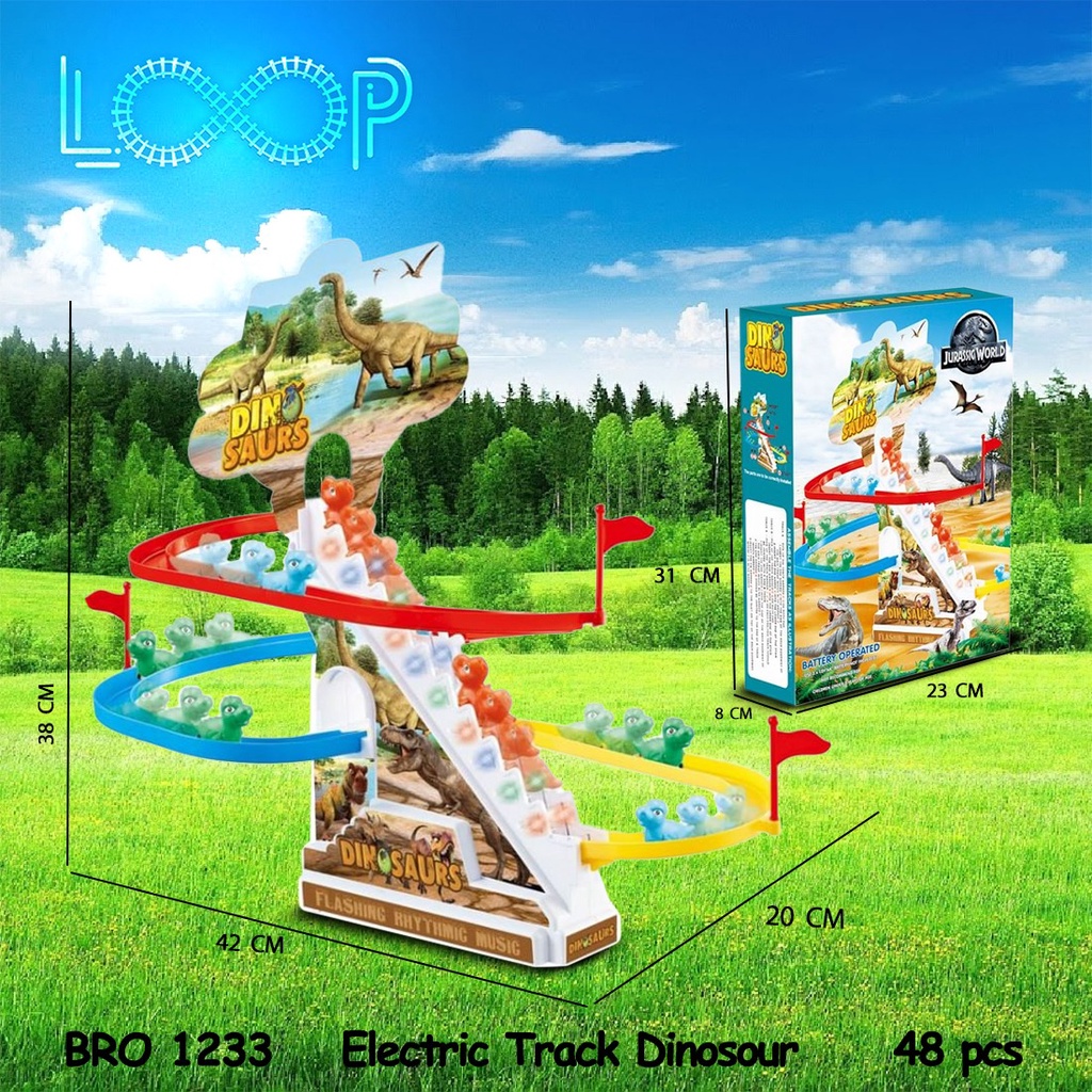 Mainan Anak Dino Dinosaurus Train Tangga Slide Seluncur Perosotan Jalur Track / Kado hadiah bingkisa