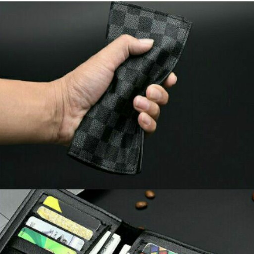 Dompet Panjang Lipat Pria Wanita/Dompet Kotak Kotak Anti Air/Dompet Saku  Cewe Kerja Gaya Simple