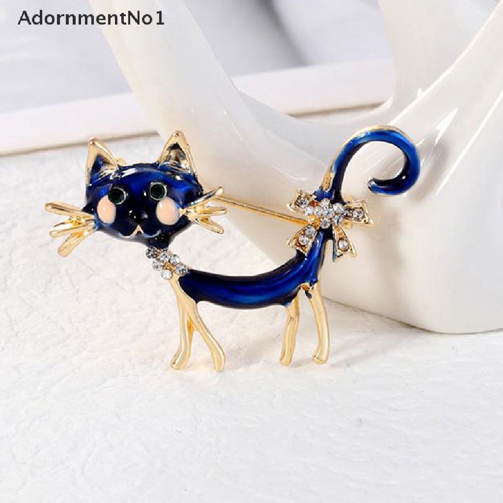 (AdornmentNo1) Bros / Pin Casual Bentuk Kucing Biru Untuk Aksesoris Wanita / Kantor