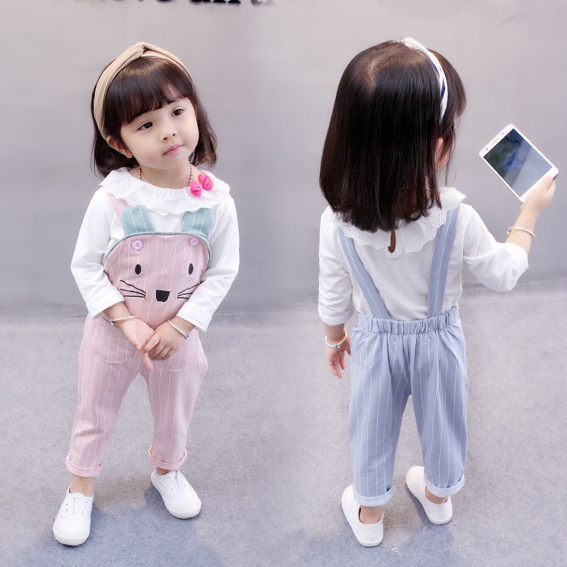 SSP39-Setelan Set Anak Perempuan Overall Jumpsuit Panjang Mice