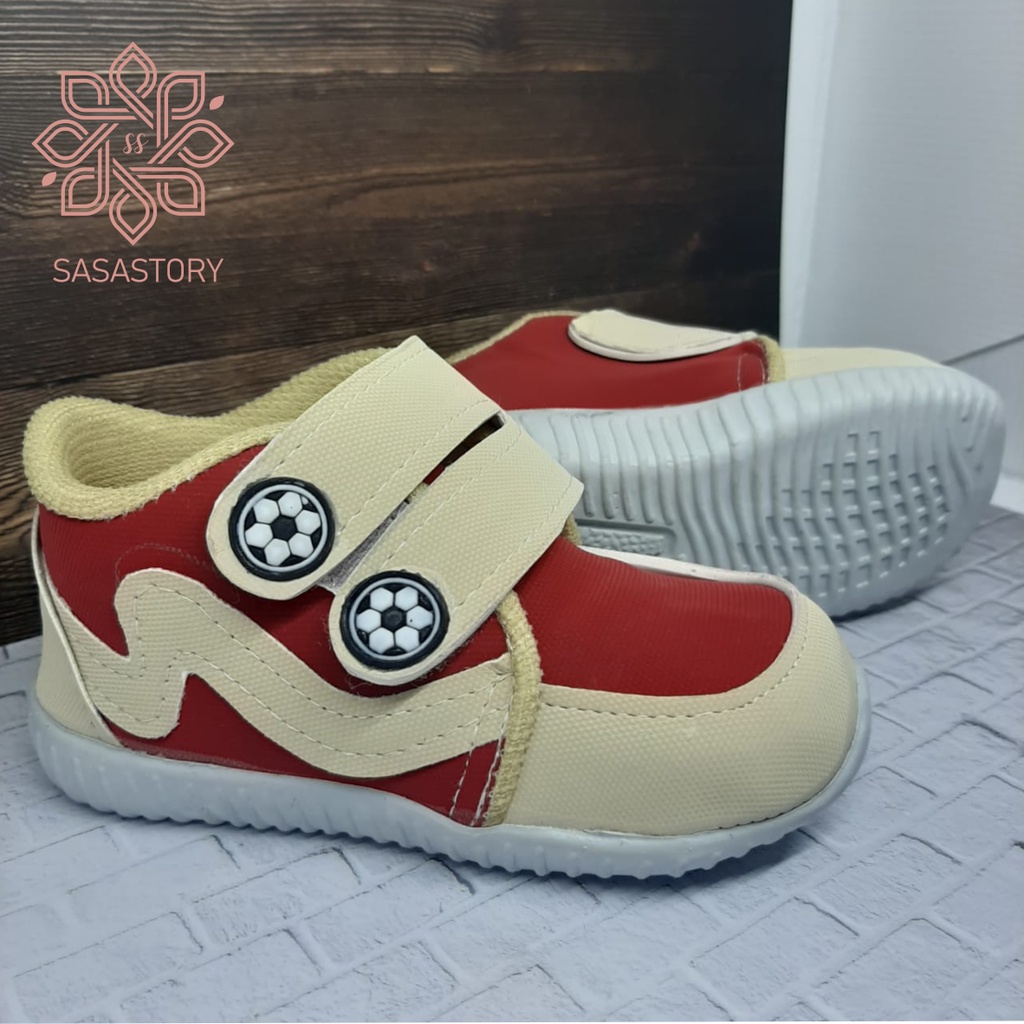 Sasastory Sepatu Boot Sneaker Anak Laki-Laki Perempuan Usia 1 2 3 Tahun Merah CA03