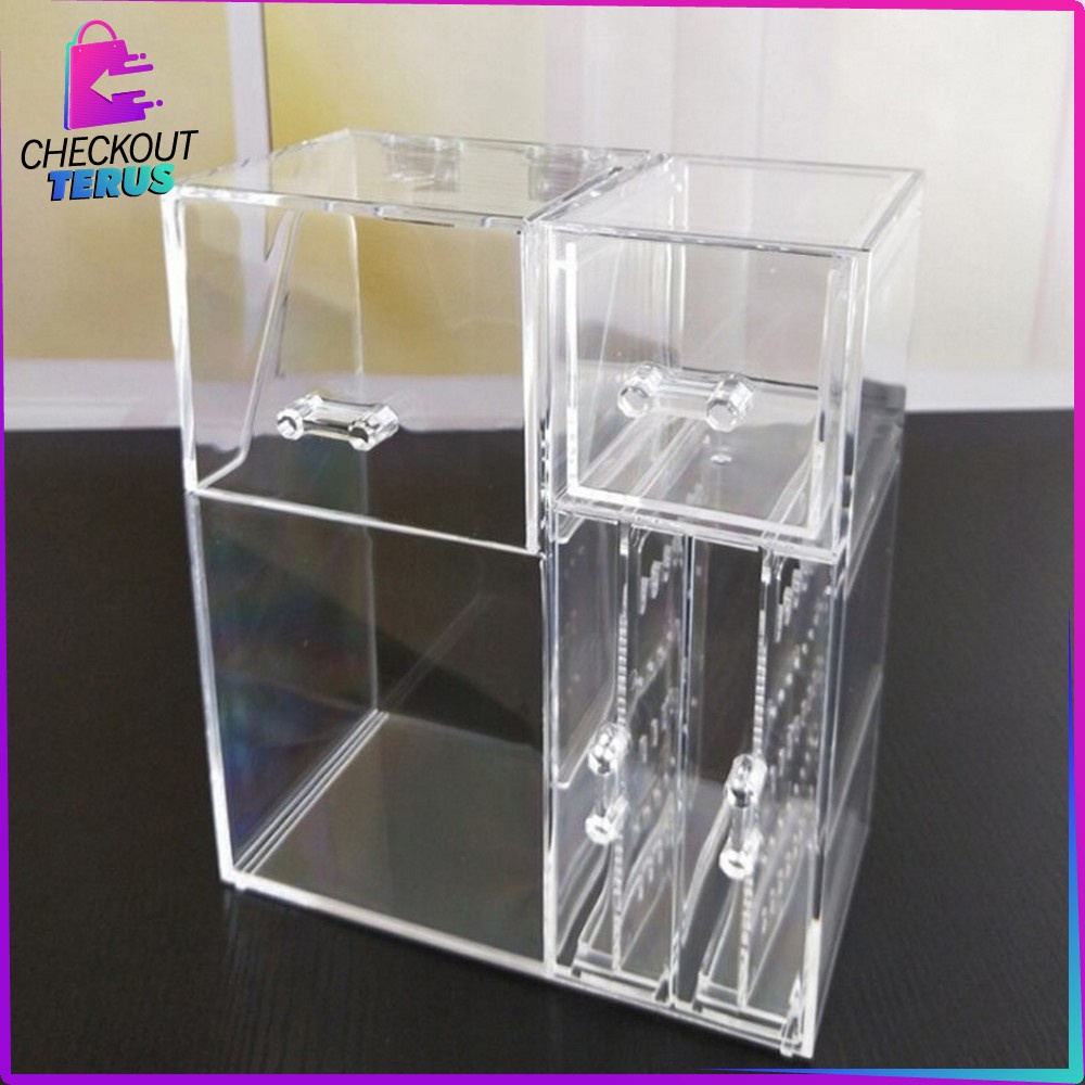 CT K18 Rak Organizer Multifungsi Kotak Penyimpanan Brush Make Up ada Mutiara Rak Anting Acrylic Storage Box Kuas Makeup