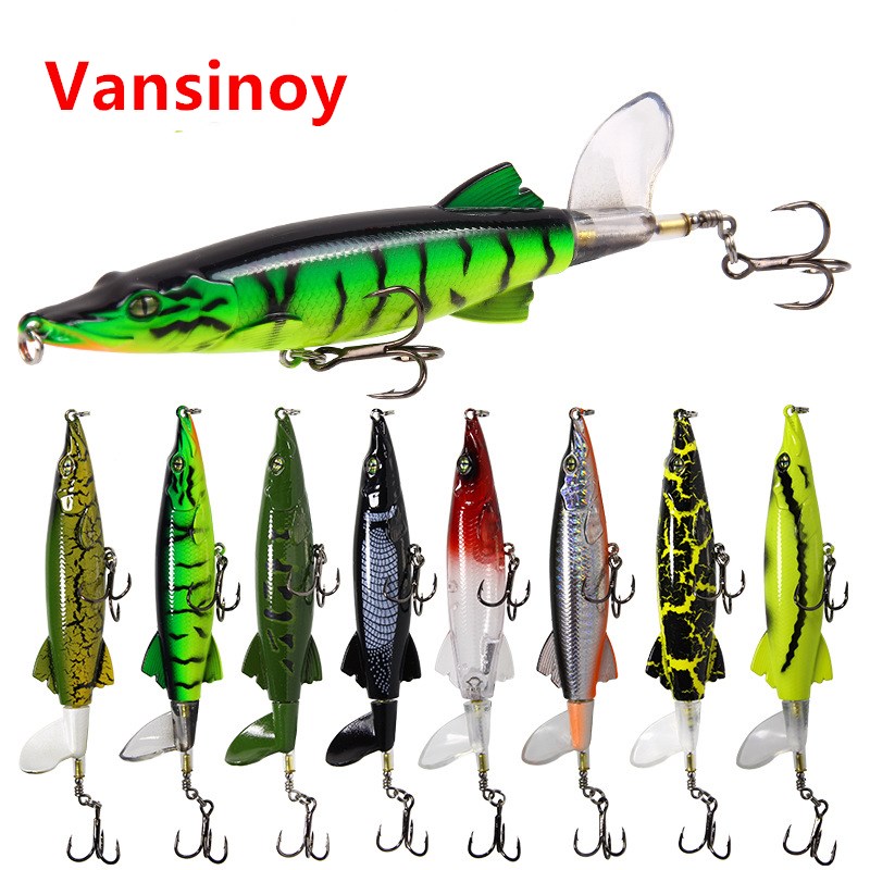 Vansinoy Popper 13cm / 16g Umpan Pancing Bentuk Buaya Bisa Berputar 360 Derajat° Baling-baling