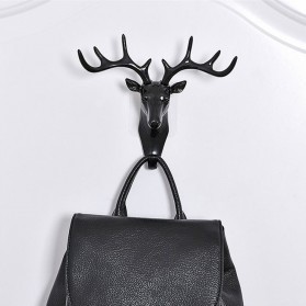 Gantungan Dinding Plastik Model Kijang Antlers Head Black Tanduk Hitam Putih Abu bentu gajah grey elegan hook tempelan dinding kamar mandi ruang kerja bentuk hewan estetik