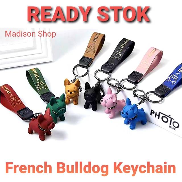 Gantungan Kunci French Bulldog Leather Keychain Gt Kunci Kulit Frenchie Kado Ultah Murah