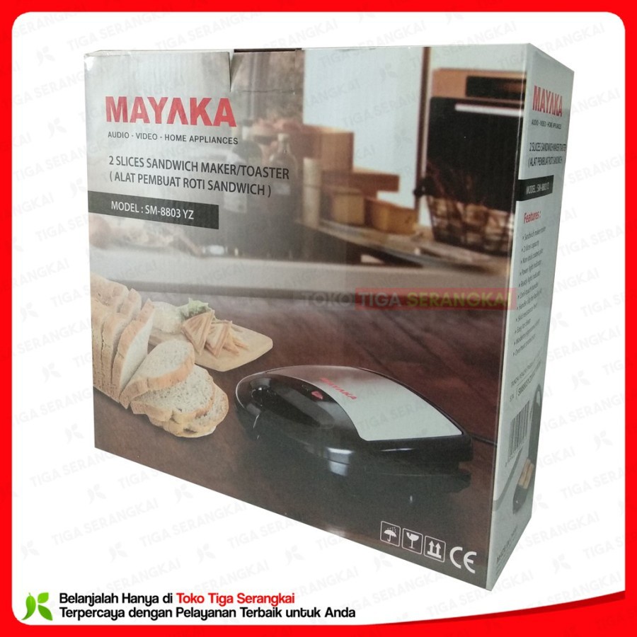 Mayaka Pemanggang Roti Jepit Sandwich Bread Toaster Maker SM-8803 YZ