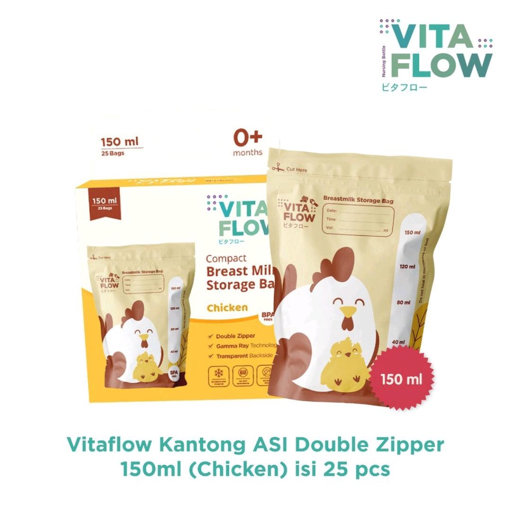 VITAFLOW BREASTMILK STORAGE BAG 25'S 150ML / KANTONG ASI