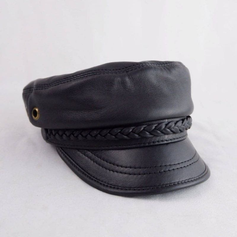 TOPI KULIT ASLI DOMBA MODEL TOPI NAHKODA SULAM/TOPI KULIT PRIA/TOPI PELAUT019