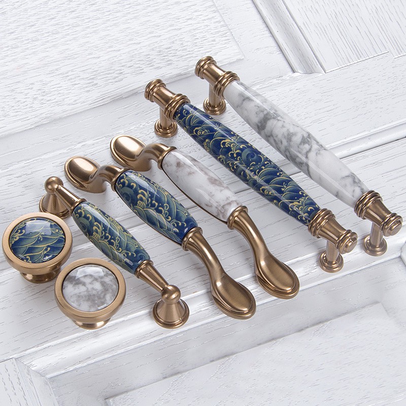 Marble Ceramic Hand Painted Ceramic Handle And Knobs Cabinet Knob