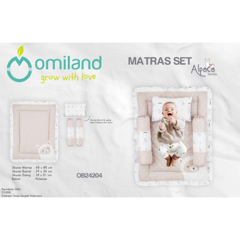 Omiland Baby Mattress Matras Bayi Set Bantal + Guling Motif Alpaca Series - OB24204