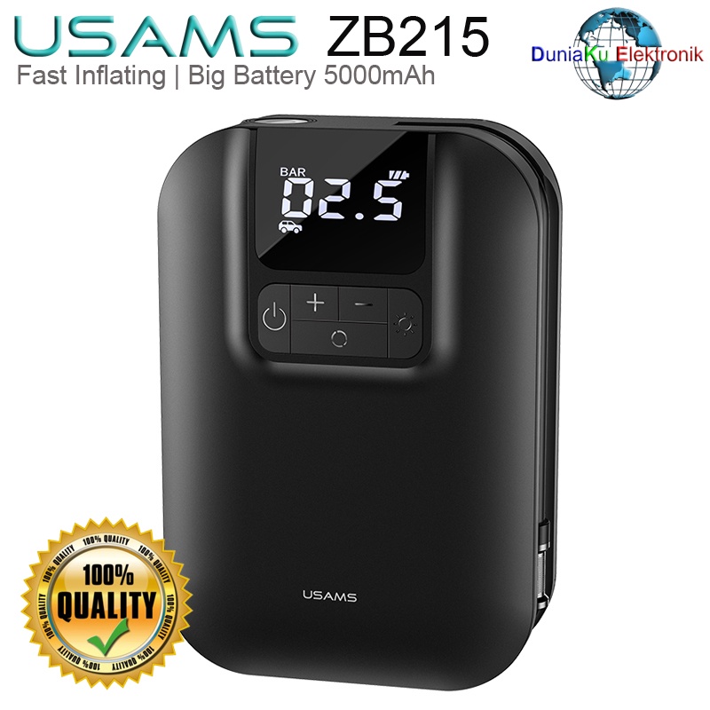 Air Pump USAMS ZB215 Mini Car Portable Pompa Angin Ban Mobil Original