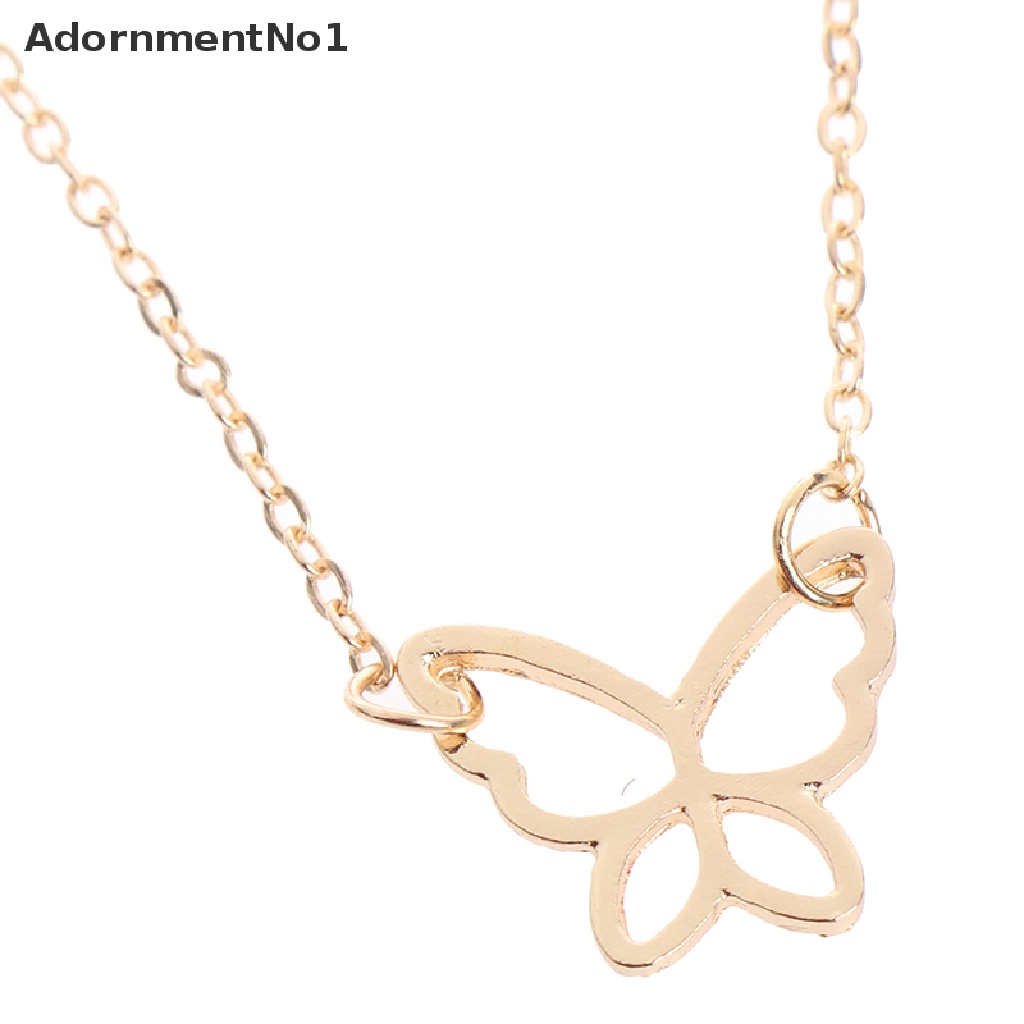 (AdornmentNo1) Kalung Rantai Choker Dua Lapis Dengan Liontin Kupu-Kupu Untuk Wanita