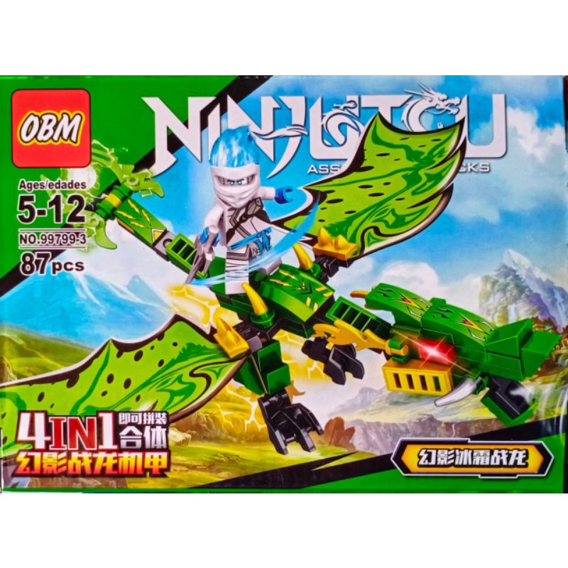 Lego ninjago naga dragon bersayap keren gagah besar + ninja minifigure Kay Jay Cole Lloyd 99799-3 bu