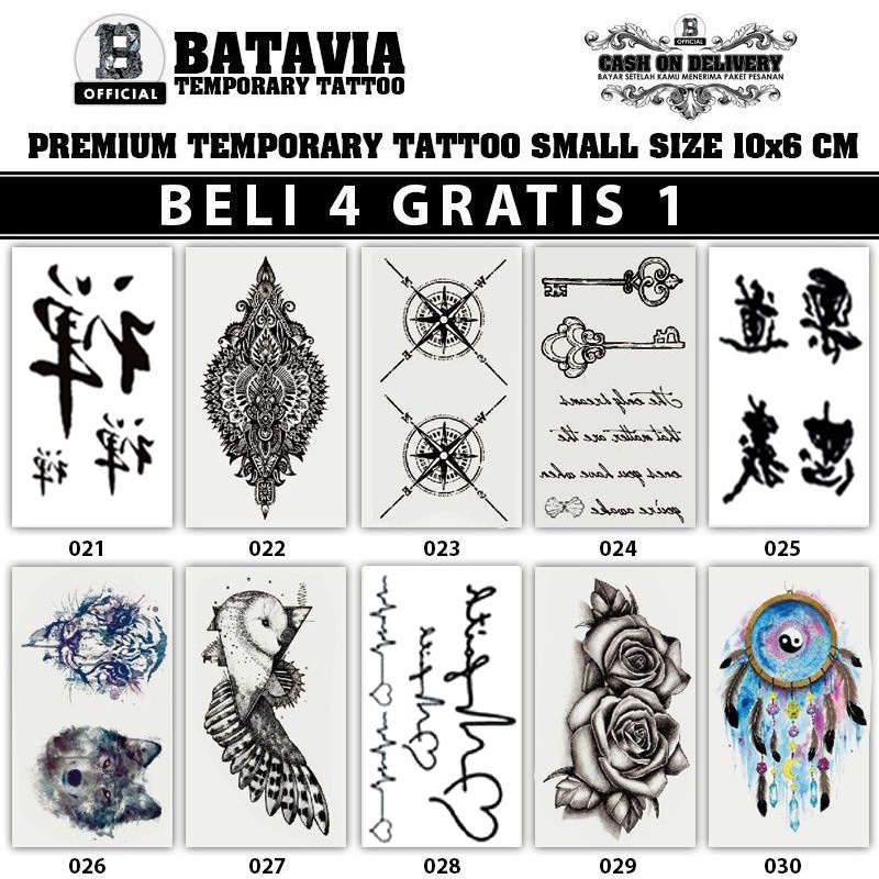 C.O.D ( BELI 4 GRATIS 1 ) BTT-Small1/tattoo Temporary ukuran 10x6cm / tato temporer / tato / tattoo-2