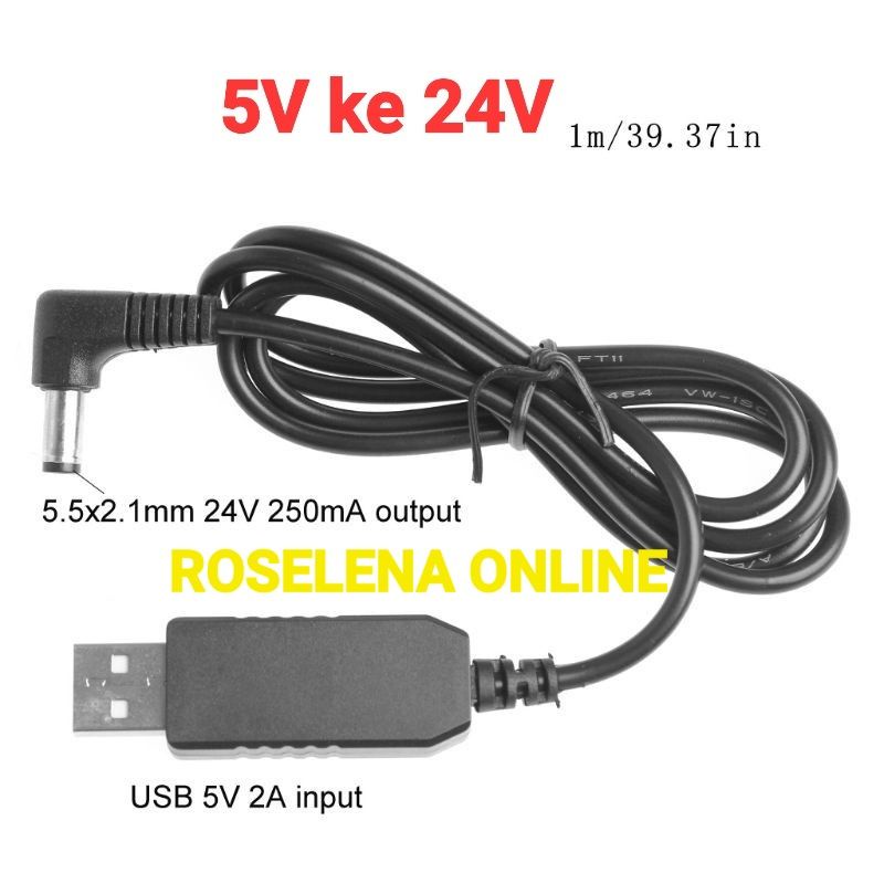 Kabel Adaptor Konverter Usb Power Boost Dc 5V Ke Dc 9V, 12V, 24V  Untuk