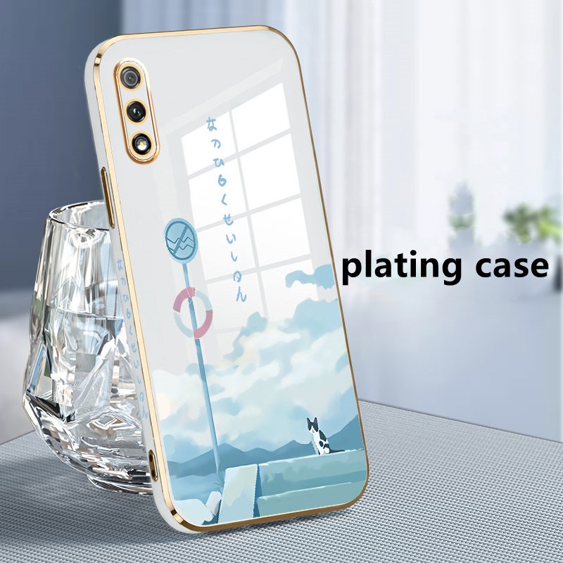 Cute Cat Phone Case For VIVO Y50 Y30 Y20i Y12S Y11 Y19 S1 PRO Y93 Y91C Y12 Y15 Y17 Y20S Y20 Y30i Luxury Cartoon Soft electroplate Lanyard cover couple