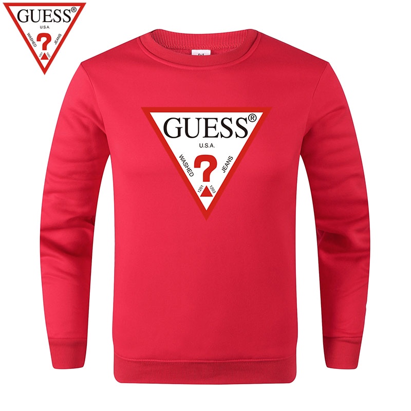 ⭐️⭐️⭐️⭐️⭐️SWEATER [Ready Stock] GUESS Fleece Sweatshirt Solid Color Leisure Loose Lovers Long Sleeve