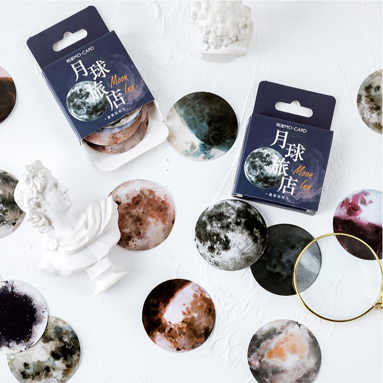 

45 PCS Watercolor Planet Moon Sticker - Deco Stiker Planet Galaxy Bullet Journal Diary Sticker