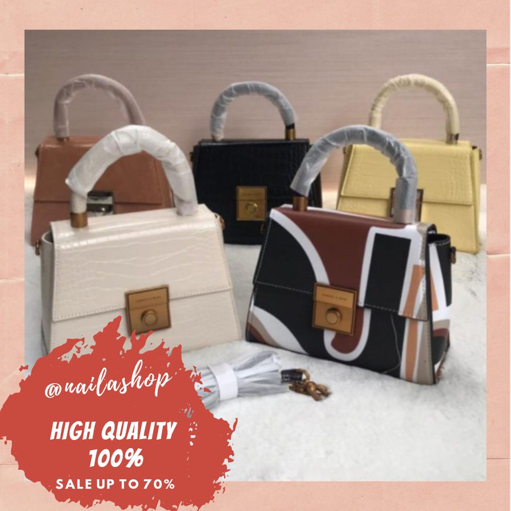 REAL PICT | SALE TAS SLEMPANG WANITA CK , CK PRINTED CROCO HANDLEBAG ORIGINAL|tas ck handle murah