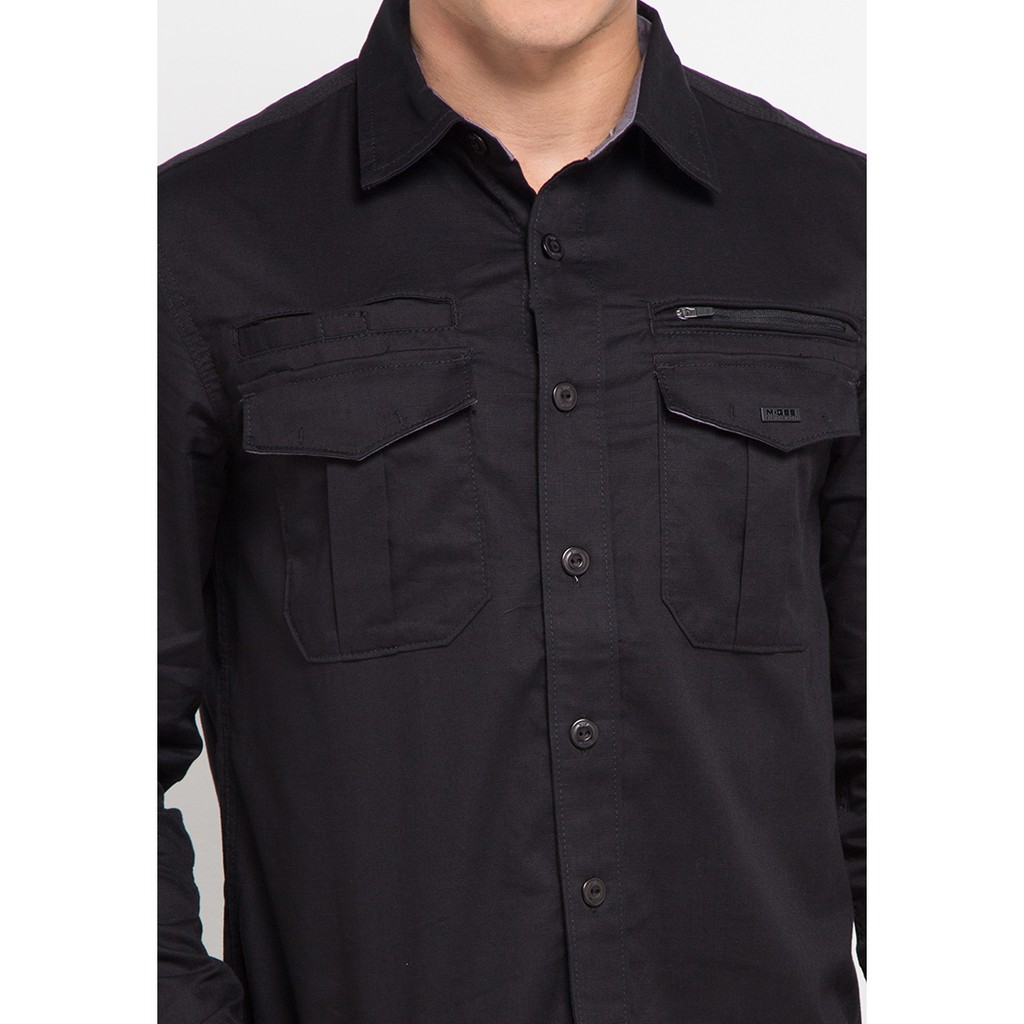 Kemeja Lengan Panjang Pria MGee 3451C Original Gad 002 Warna Hitam
