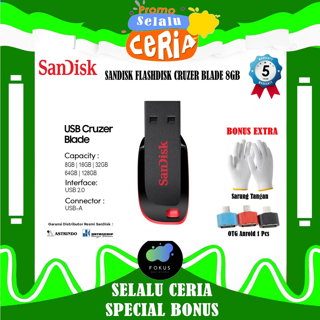 Flashdisk SanDisk 8GB Cruzer Blade CZ50 Flash Disk USB 2.0