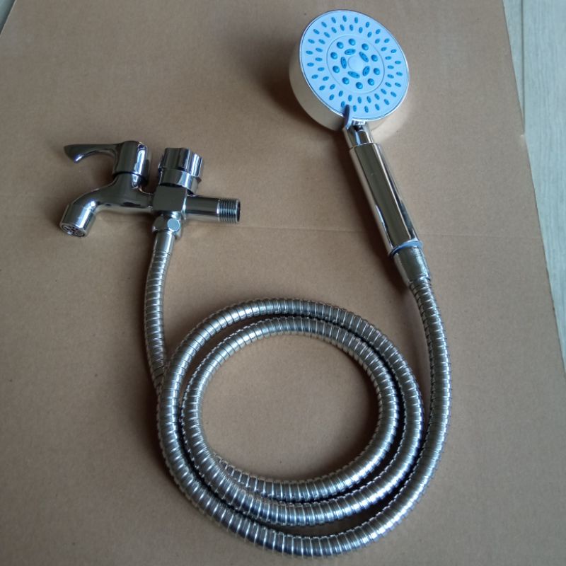 Paket Hand Shower dan Kran Shower Combo - 1/2 Inch - High Quality Kran Stainless krom