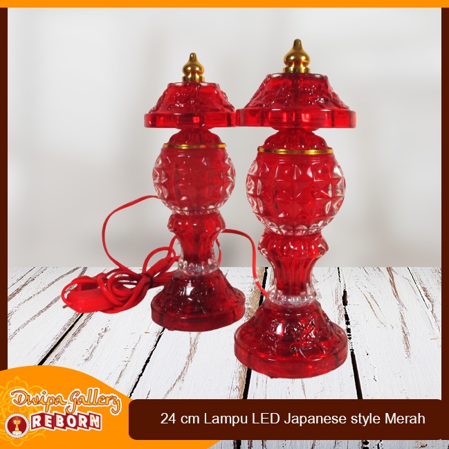 Lampu Sembahyang Altar Merah LED Japanese Style 24cm