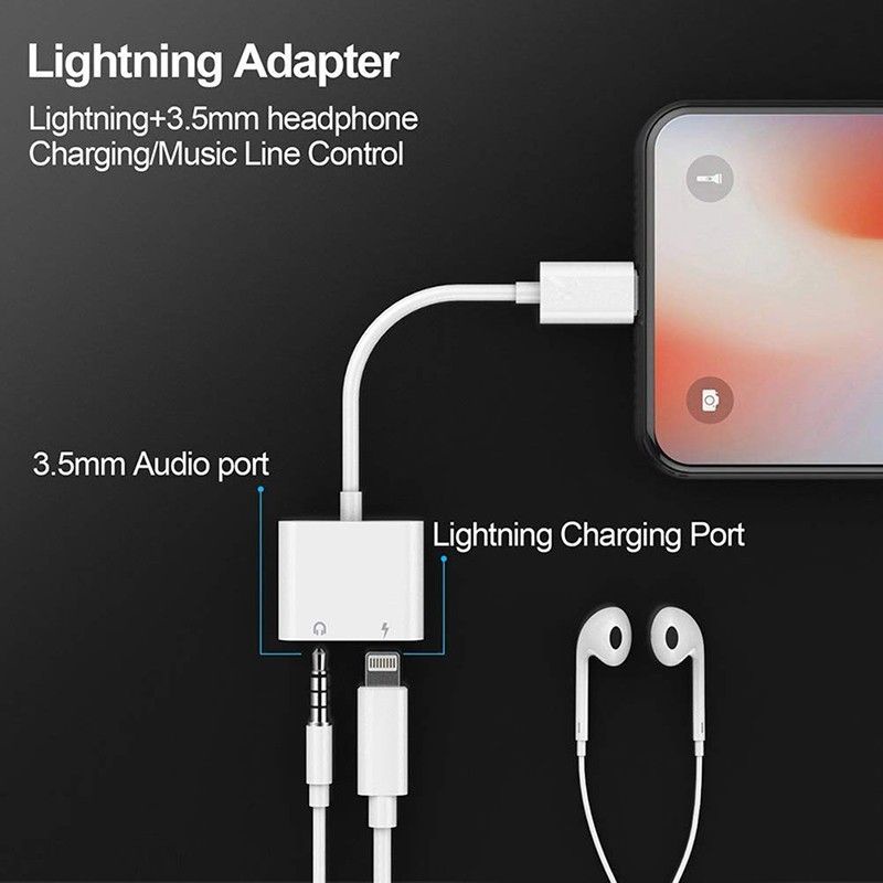 CONVERTER / SAMBUNGAN Headset LIGHTNING 2 in 1 TO 3.5mm JACK EARPHONE AND