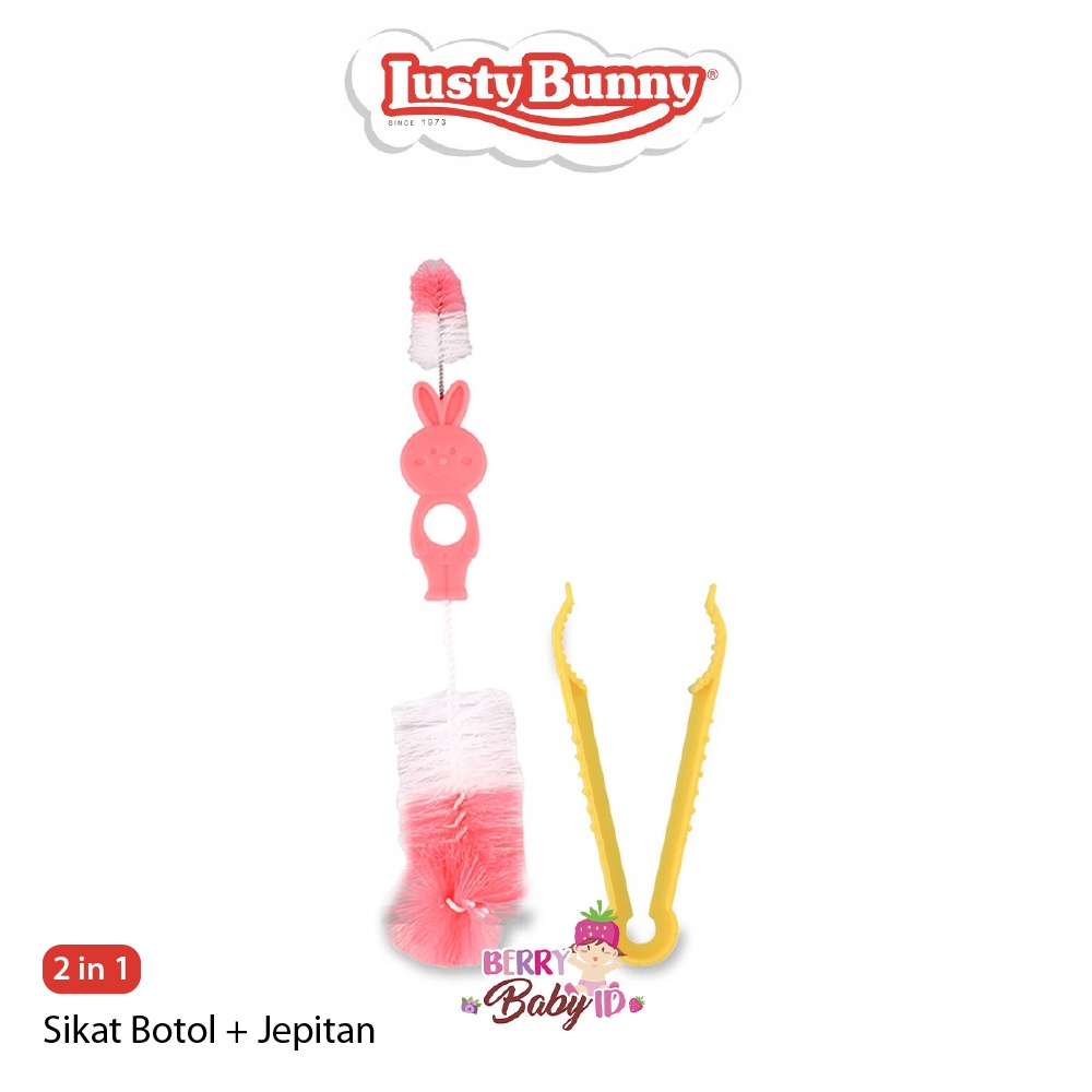 Lusty Bunny 2In1 Sikat Botol Dot + Jepitan Bottle Nipple Brush SK-1002 Berry Mart