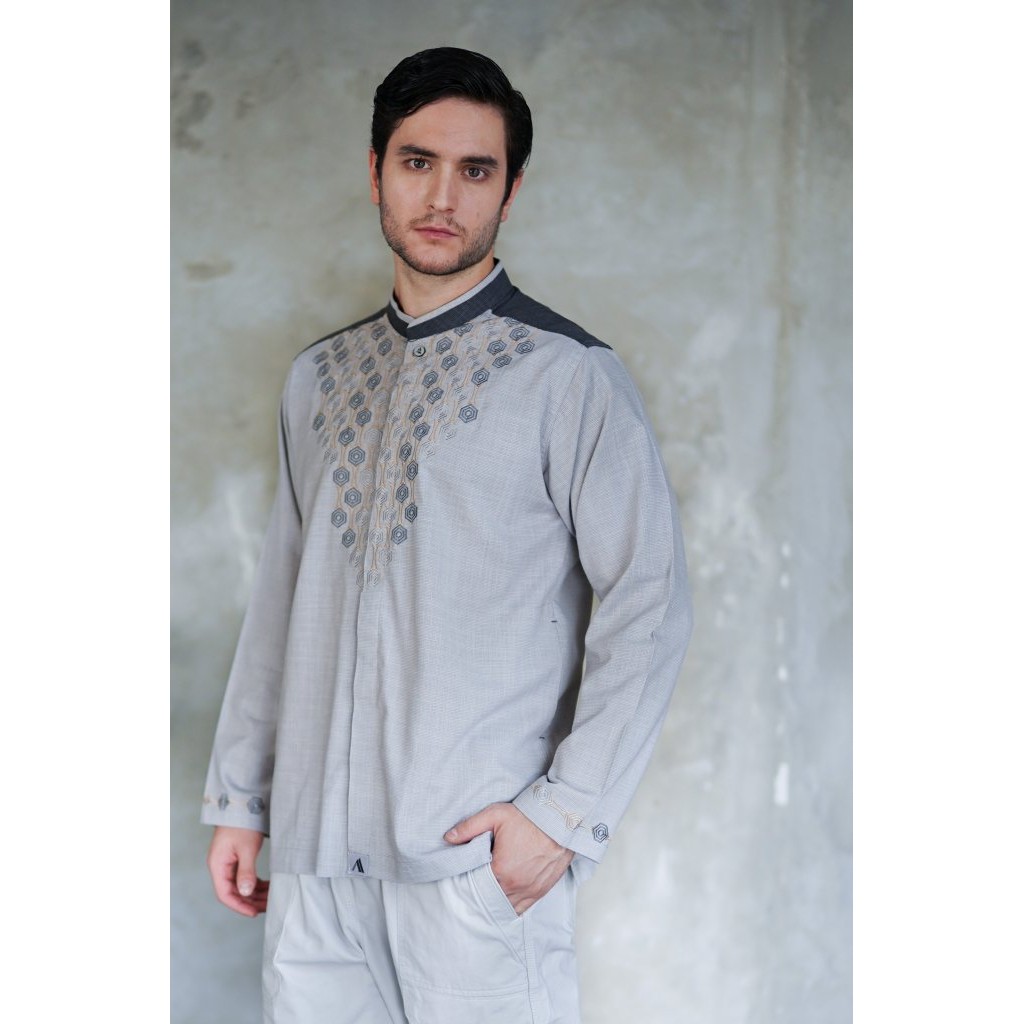  Baju  Koko  AL ACHWAN TIRAZ GREY Shopee Indonesia 