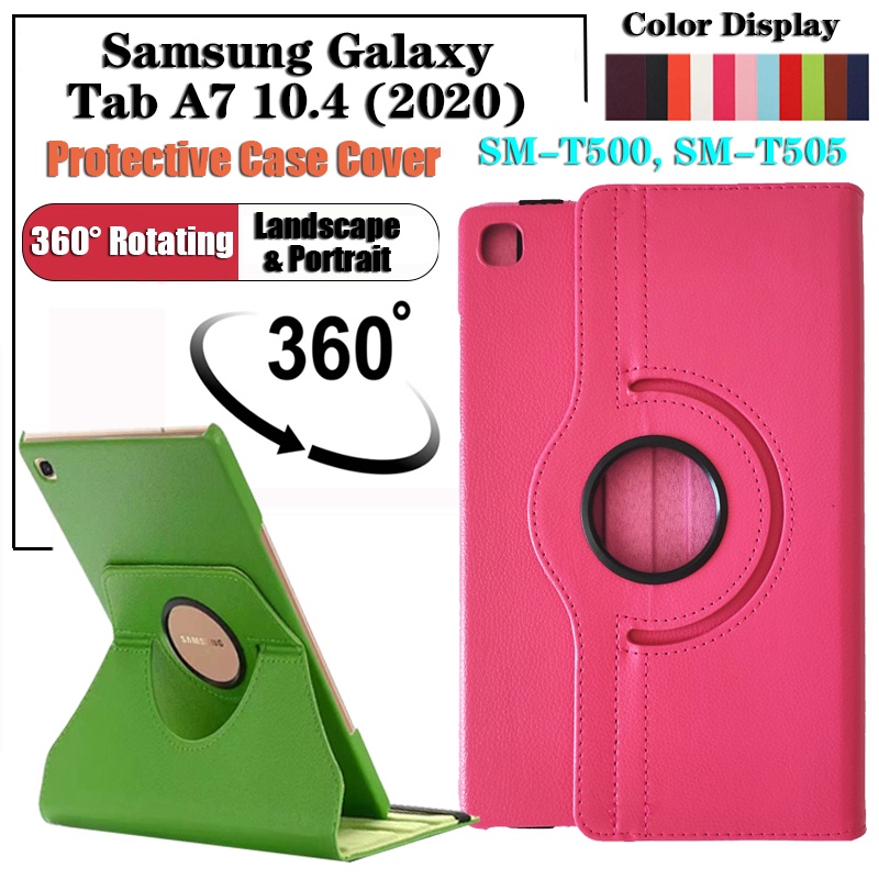 Untuk Samsung Galaxy Tab A7 10.4 (2020) Tablet Casing SM-T500 SM-T505 SM-T505N 10.4-inch Fashion360° Rotating Stand Flip Cover Leather Case/Penutup Flip Dudukan Putar