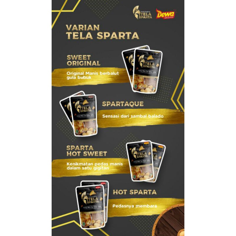 

Keripik Singkong Tela Sparta Rasa Pedas, Manis, Pedas Manis dan Barbeque