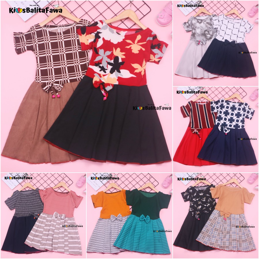 Dress Sabrina Pita 2-7 Tahun / Dres Anak Perempuan Murah Baju Cewek Dres Lengan Balita Pesta Fashion