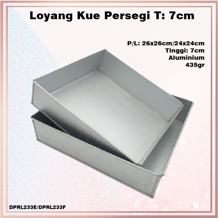 [Set 2pcs] Loyang Kue Segi Aluminium/Oven T:7cm P/L: 24x24cm &amp; 26x26cm