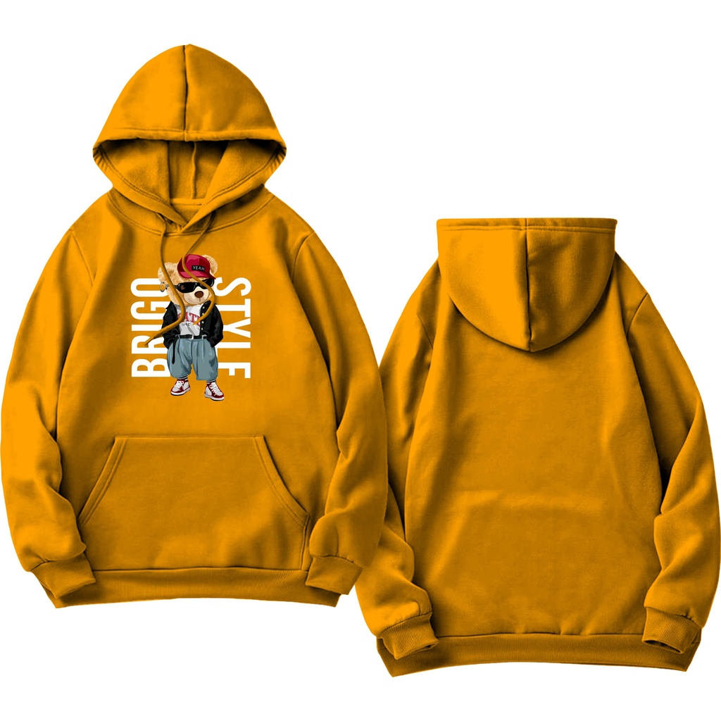 Sweater Hoodie BRIGO Sablon DTF Fleece Cotton || BRIGO Jumper Hoodie Beruang Style M-XXL (Pria &amp; Wanita) Free stiker&amp;Gantungan Kunci