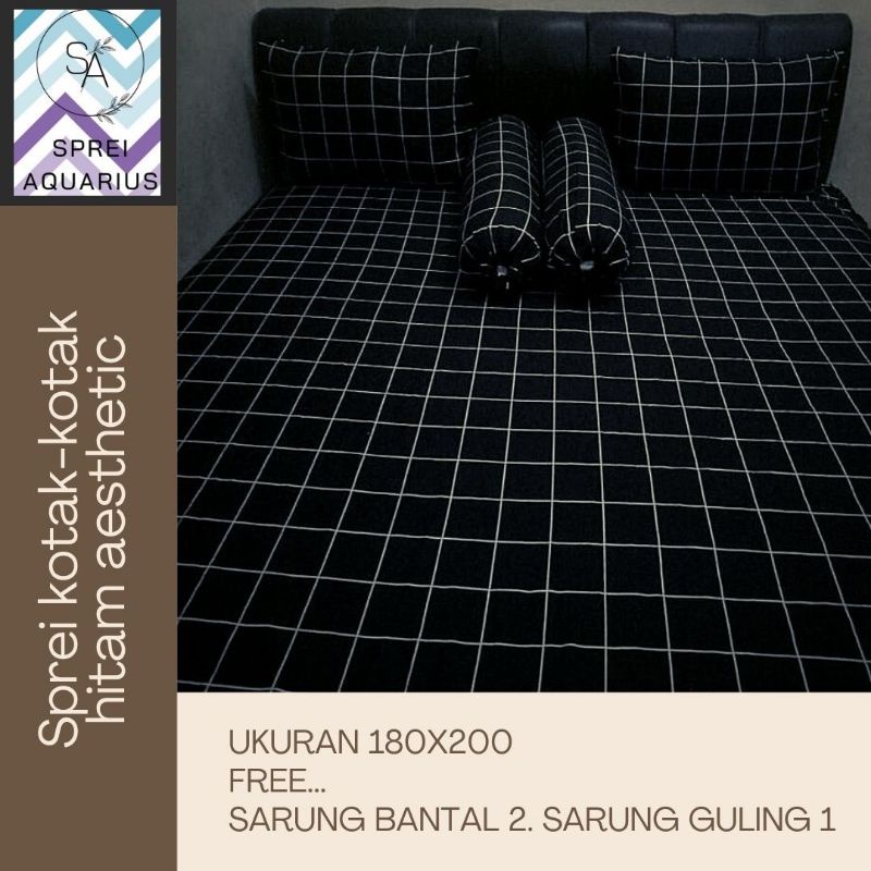 Sprei Kasur Bantal Guling Dyanoer Motif Kotak Kotak  Besar Terlaris