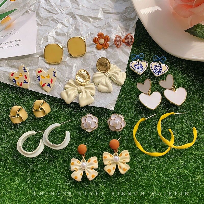 Versi Korea Dari fashion Anting Busur Lucu Gadis Musim Panas2023Anting Baru Aksesoris fashion