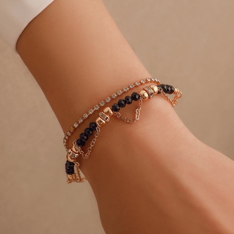 2022 Set Gelang Multilayer Aksen Manik-Manik Berlian Imitasi Gaya Bohemia Untuk Wanita