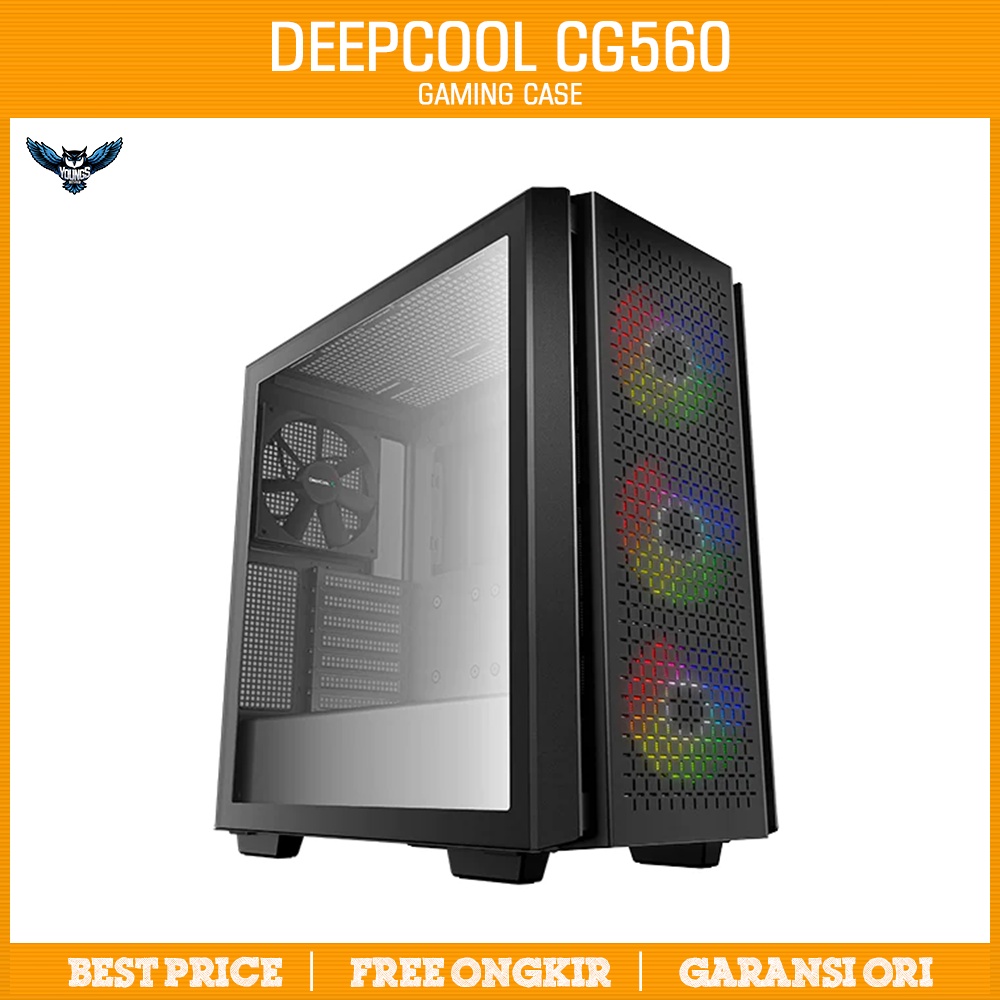 Gaming Case DEEPCOOL CG560 - Free 4 Fan Mid Tower Casing PC Komputer