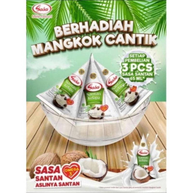 

Sasa Santan Kelapa 65ml paket isi 3 & free mangkuk