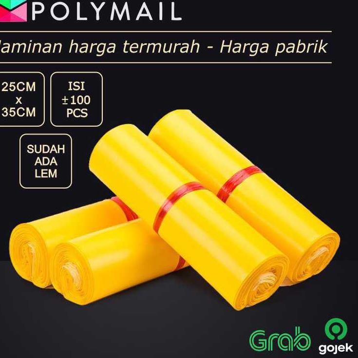 

TERPERCAYA POLYMAILER ±100PCS 25x35CM KUNING PREMIUM GLOSSY PLASTIK POLYMAILER YELLOW